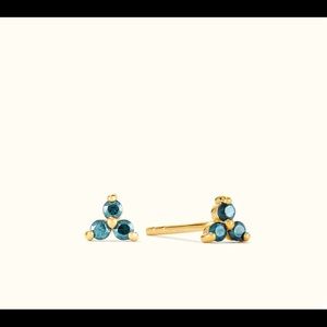 New, Never Worn Mejuri 14K Yellow Gold & London Blue Topaz Mini Lotus Studs